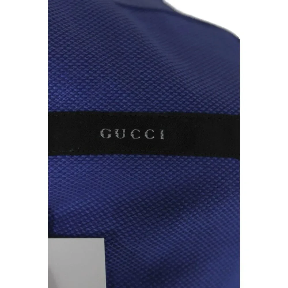 Gucci Mens Blue Dress Shirt 100% Cotton Collared Long Sleeve Size L